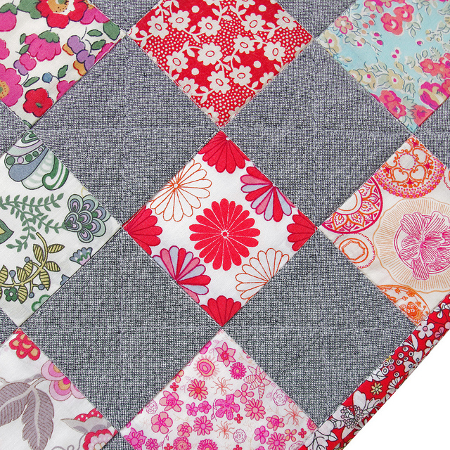 Liberty Tana Lawn and Chambray Checkerboard Quilt - Red Pepper Quilts