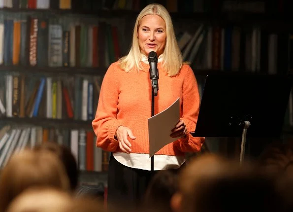 Crown Princess Mette-Marit attended an event with authors Erlend Loe and Janne Stigen Drangsholt at Tøyen Library