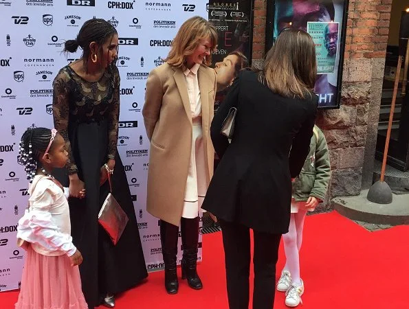 Crown Princess Mary wore an Zara Crepe Frock Coat, L.K Bennett Pumps and carried Quidam Alligator grey Clutch at the Copenhagen International Documentary Festival