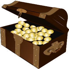 monete d'oro in uno scrigno