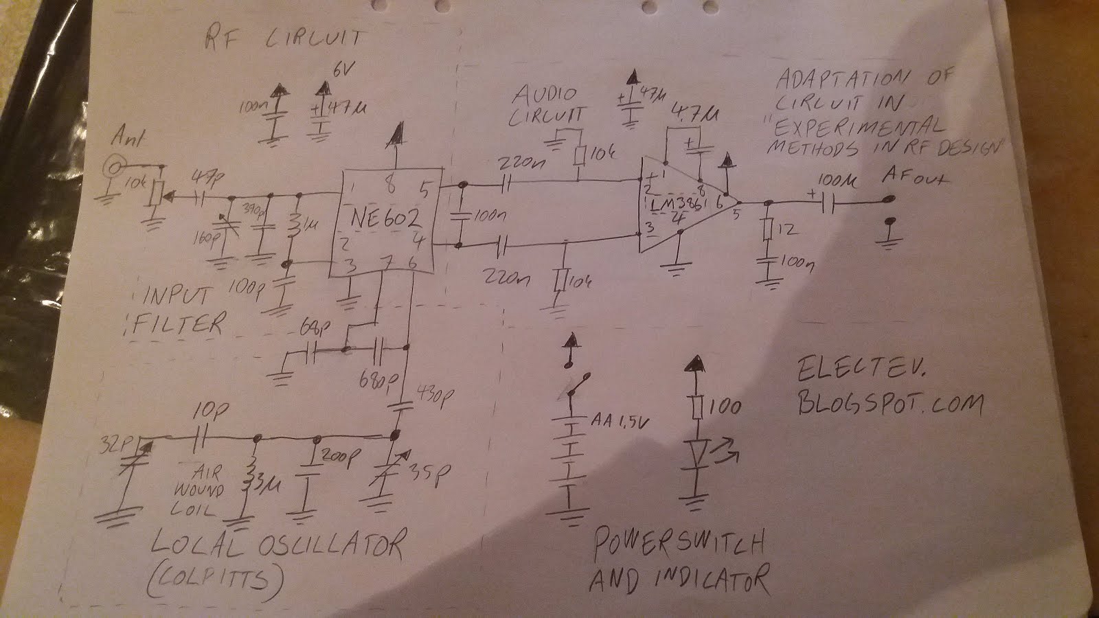 Electronics Evolution 40m Ham radio receiver using a NE602