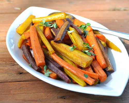 Cumin Carrot Fries ♥ KitchenParade.com, gorgeous roasted carrots with a touch of cumin. Vegan. Gluten Free. Low Cal. Weight Watchers Friendly.