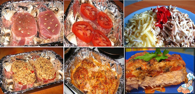 рецепт отбивных с грибами и сыром в духовке