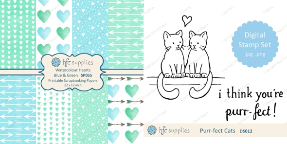Valentine scrapbooking papers and I think you're purr-fect digital stamps by hazelfishercreations Valentine scrapbooking papers and I think you're purr-fect digital stamps by hazelfishercreations