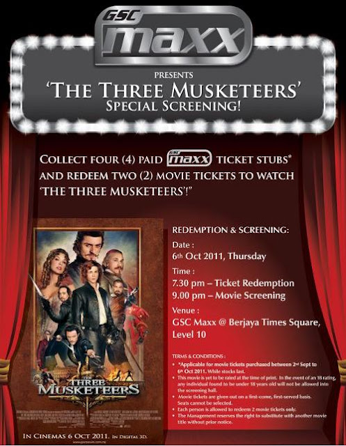 FREE The Three Musketeers Movie Tickets