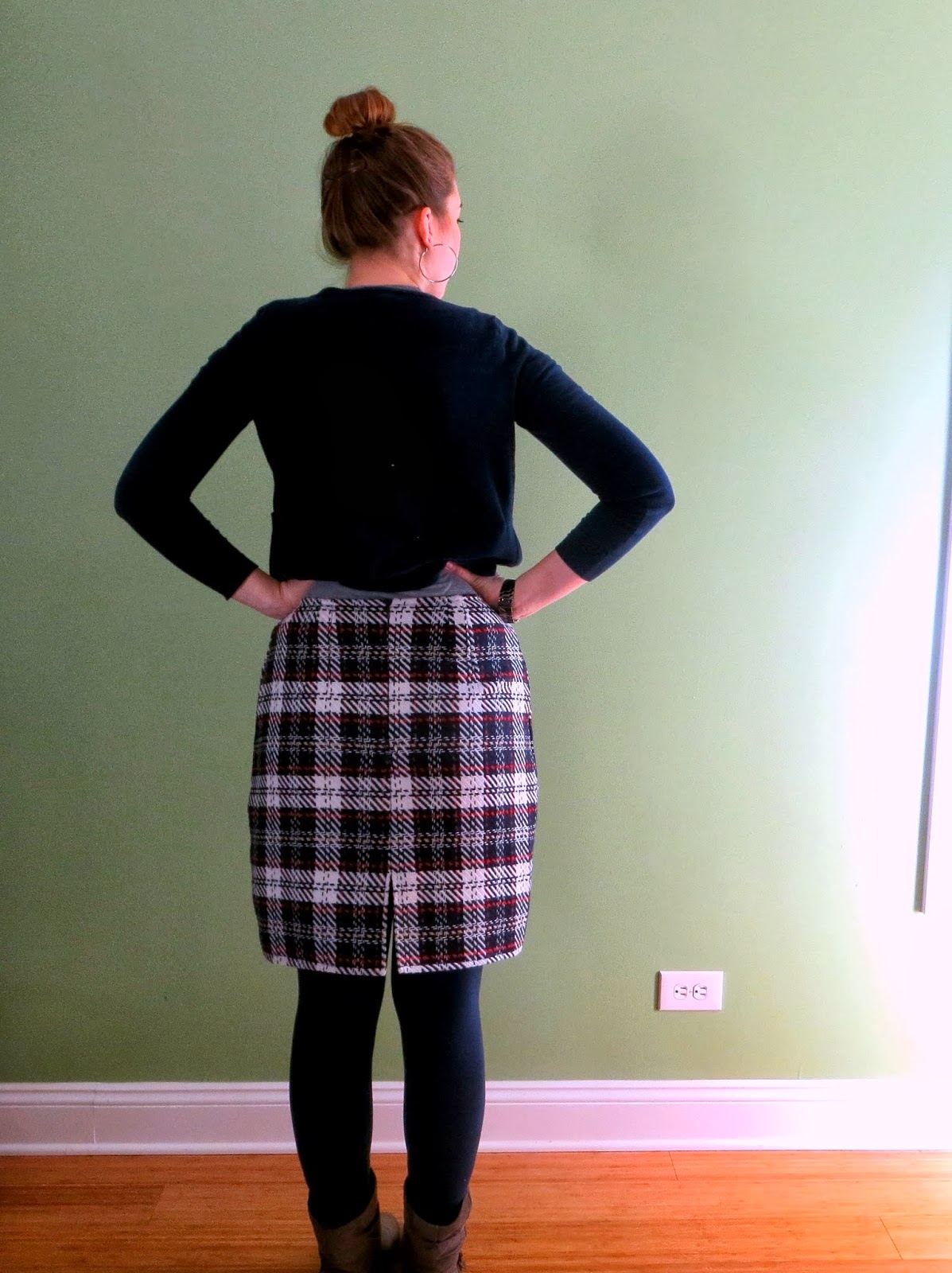Plaid Pencil Skirt w/ BOW
