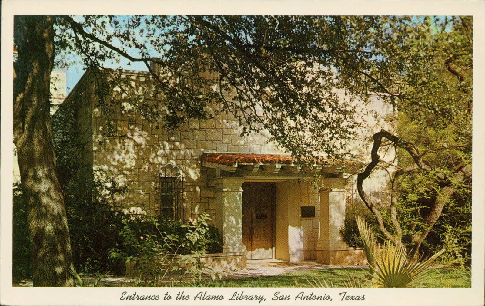 Library Postcards Entrance to the Alamo Library, San Antonio, Texas