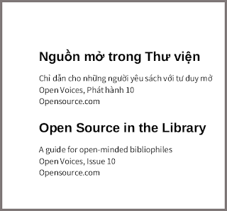 Nguồn mở trong thư viện: Chỉ dẫn cho những người yêu sách với tư duy mở - bản dịch sang tiếng Việt