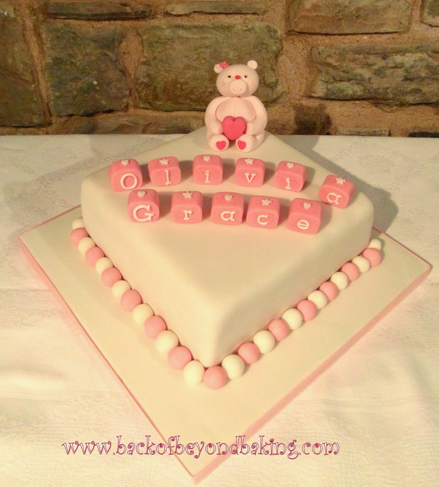 pink Christening cake