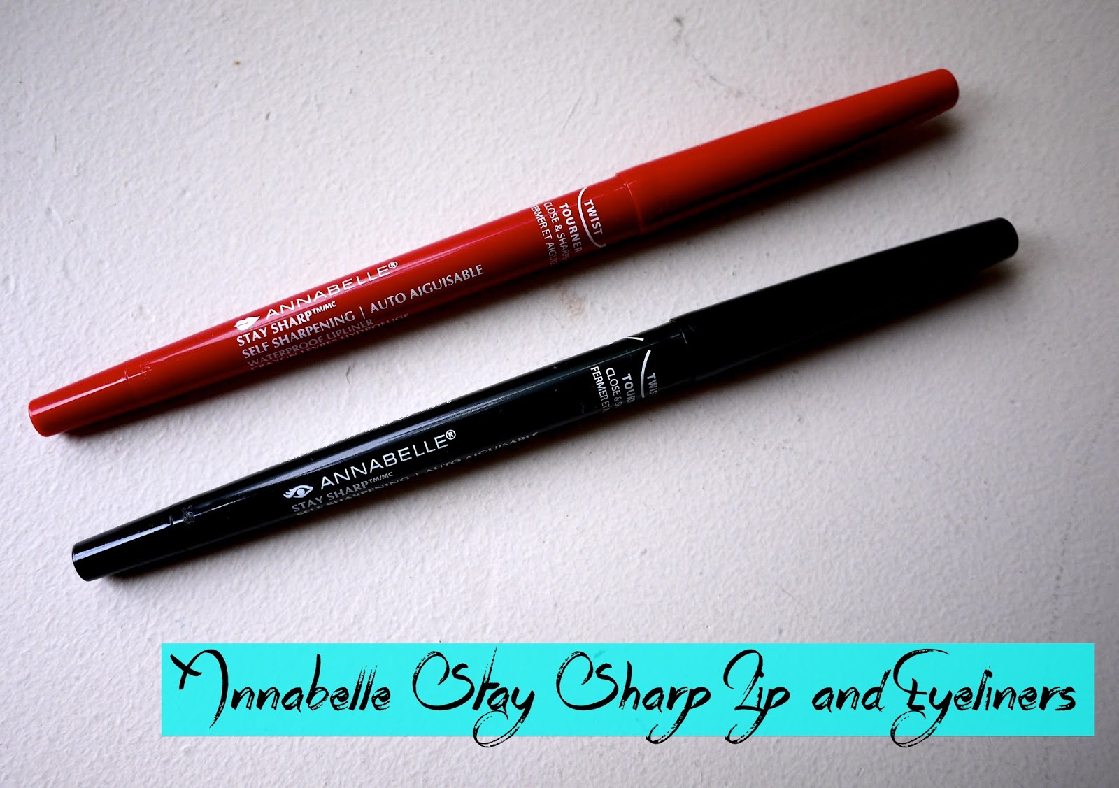 Annabelle Stay Sharp Waterproof Kohl Eyeliner and Lipliner glam red go black review swatch
