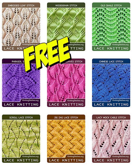 Lace Knitting Stitches Free. #LaceKnitting 