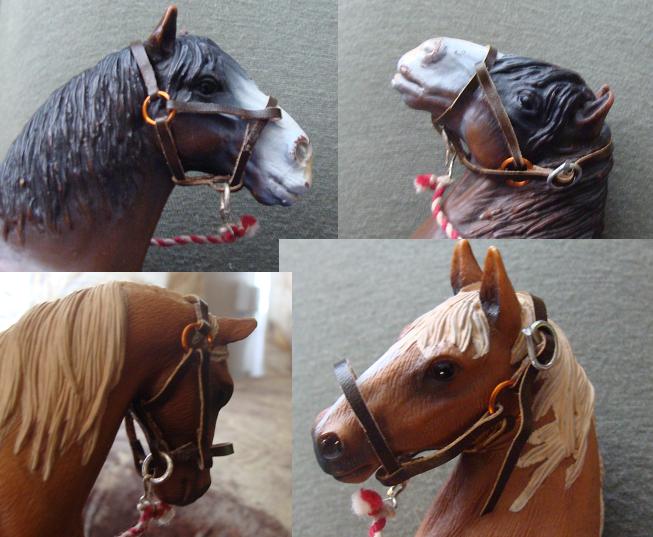 Katana Farm Model Tack and experiments on model horses Leather halter