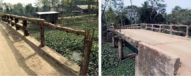 In the Shahrasti the brutal position of the bridge শাহরাস্তিতে ব্রিজটির বেহাল দশা, ঝুঁকি নিয়ে যান চলাচল