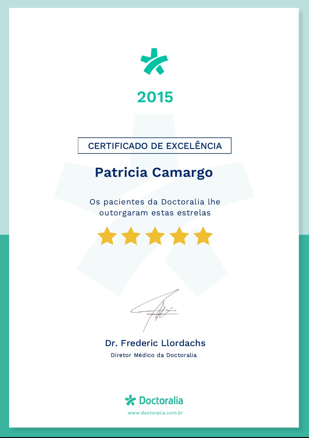 Certificado de Excelência Doctoralia 2015