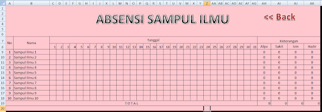 Tutorial Pembuatan Absensi Menggunakan Ms Excel 2007 Tutorial Pembuatan Absensi Menggunakan Ms Excel 2007