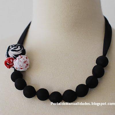 MIL ARTES MUJER: COLLAR TELA FLORES