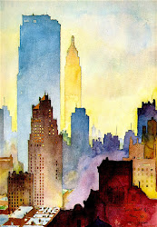 manhattan watercolor skyline easy paintings