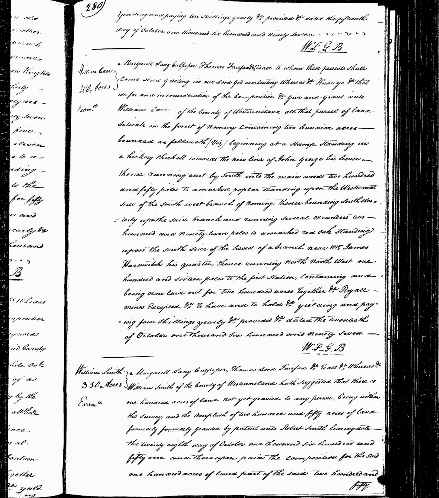 Tess's Tree William and John Reynolds land grant, 1697, Richmond