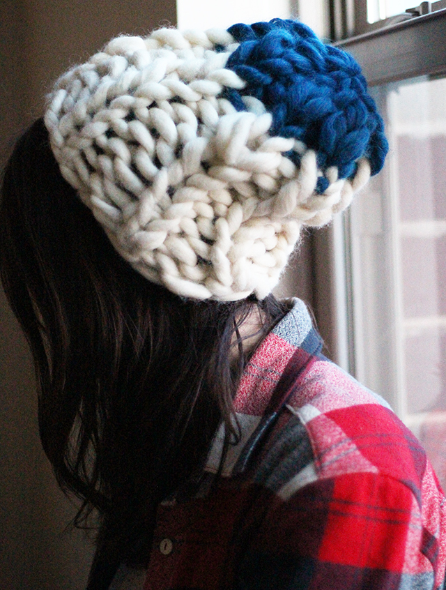 hat knitting tutorial diy craft how to knit a hat maker make makers gonna make handmade fashion chunky roving giant knit fluffy colorblocked wool made in the usa i made this clothing refashion