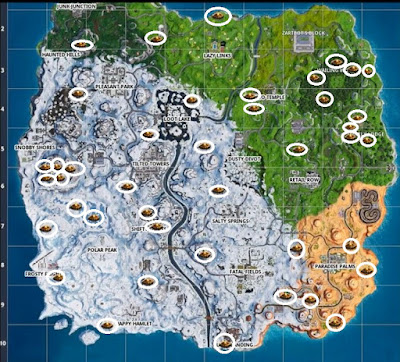 Nearby Campfires, Locations Map, Fortnite Battle Royal, Update 7.30