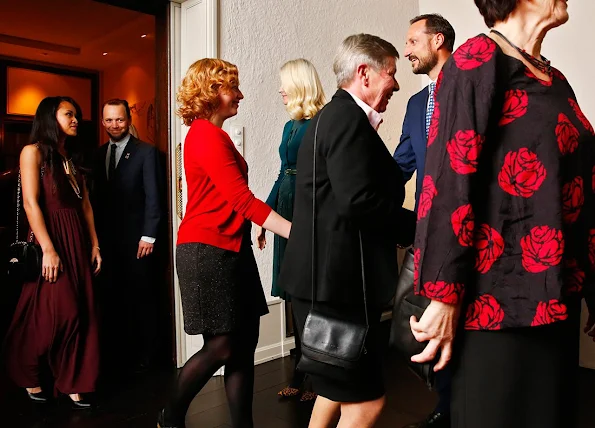 Crown Prince Haakon and Crown Princess Mette Marit of Norway held a dinner for members of the Red Cross at the Skaugum official residence