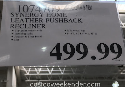 Deal for the Synergy Home Leather Pushback Recliner Chair at Costco