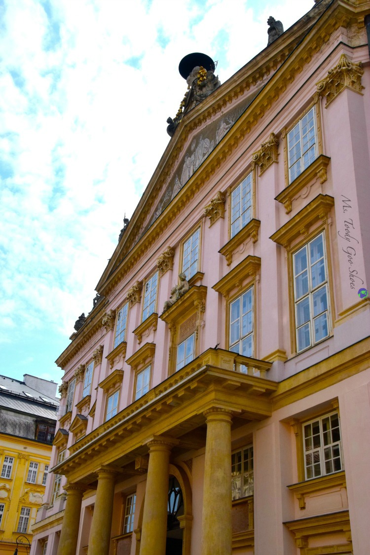 The Pink Palace, aka Primitial Palace in Bratislava's Old Town in Bratislava | Ms. Toody Goo Shoes #bratislava #slovakia #danuberivercruise