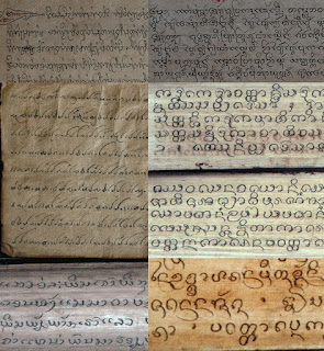 Examples of different scripts used in Lao palm leaf manuscripts