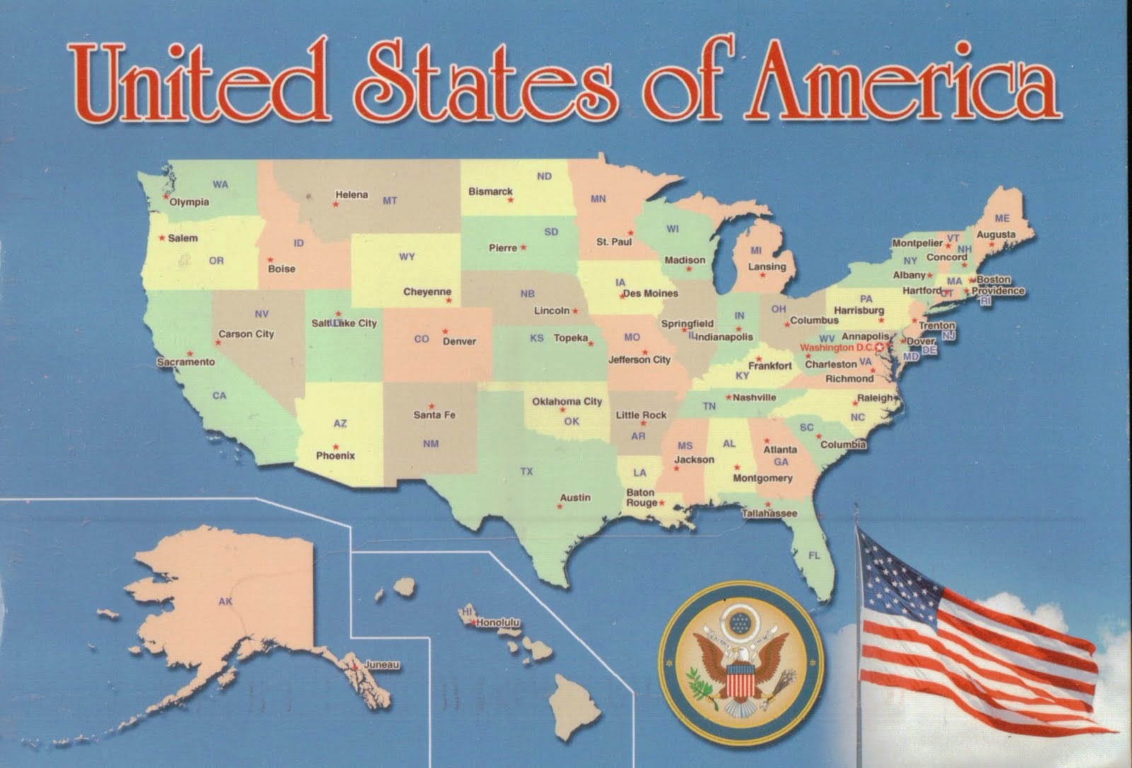 English is FUNtastic: USA states & capitals - video and map