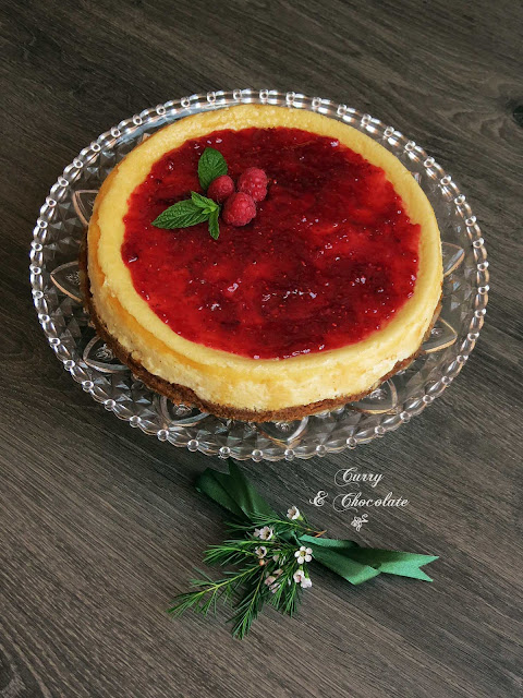 Tarta rústica de queso con mermelada de frambuesa  - Raspberry cheesecake