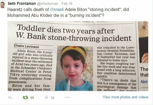 Love of the Land: The World of Haaretz Headlines, From Rock-Throwing
