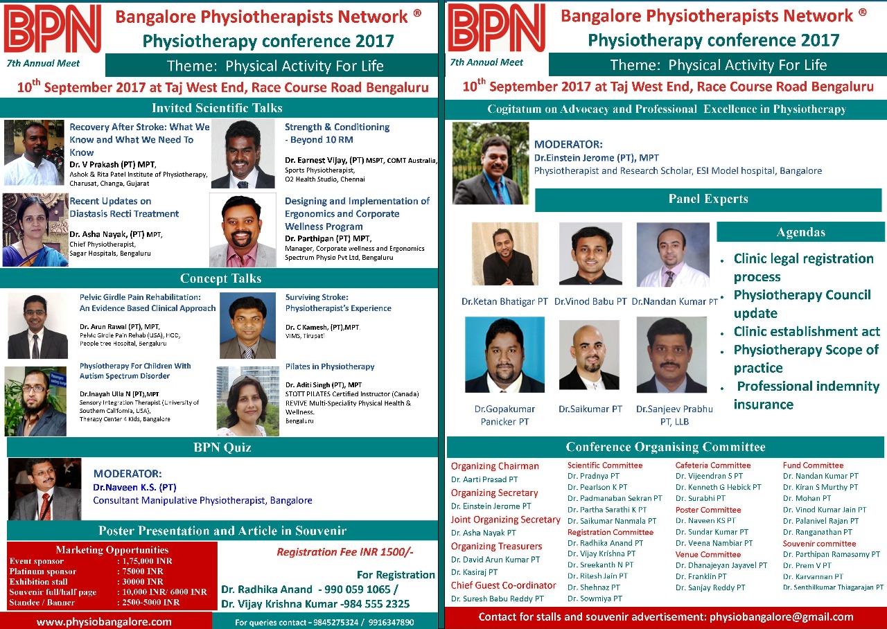 Physiotherapy JOBS Bangalore Physiotherapists Network (BPN) 2017