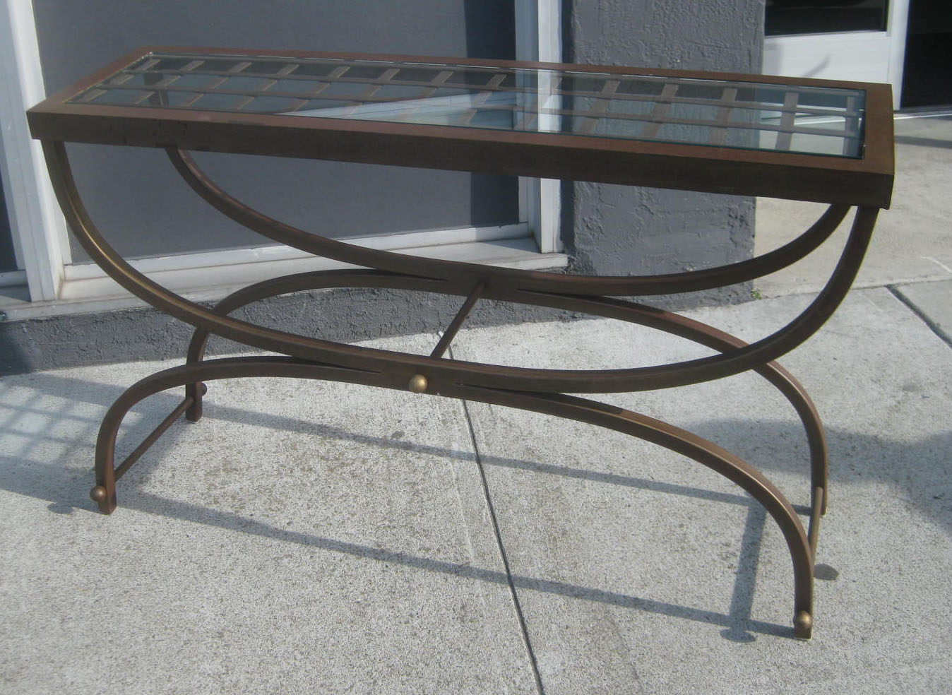 UHURU FURNITURE & COLLECTIBLES SOLD Wrought Iron & Glass Hall Table