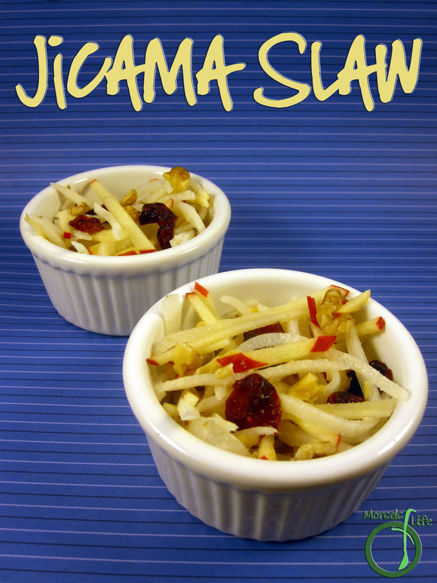 Morsels of Life - Jicama Slaw - Crisp and crunchy, try this cranberry jicama slaw with apples and walnuts mixed in.