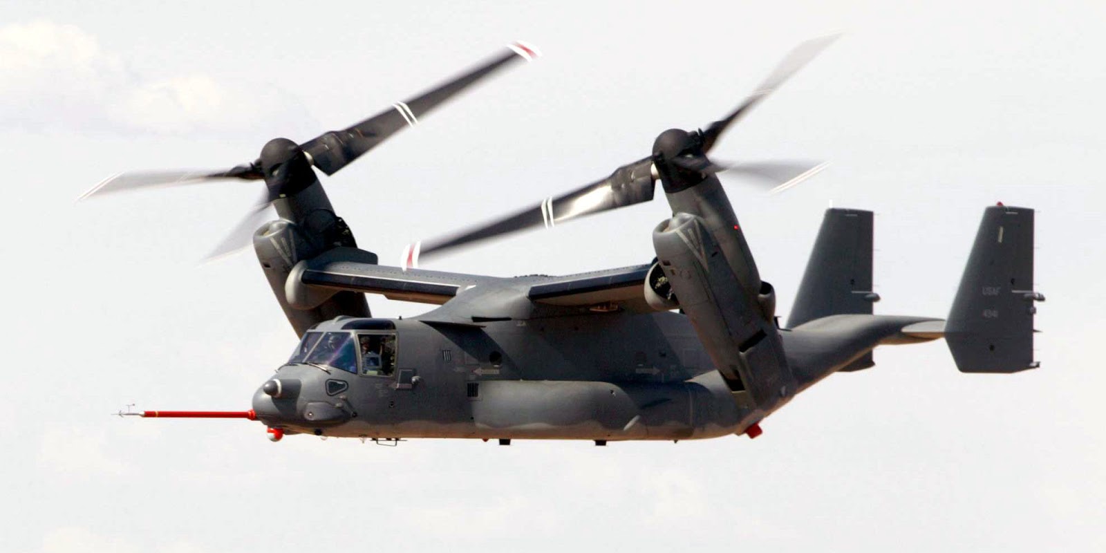 GreenDef Bell Boeing V22 Osprey Deploys Refueling Equipment in Flight