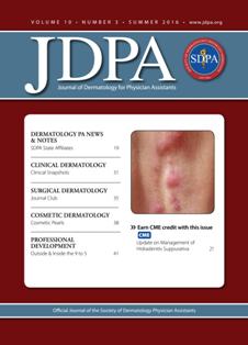 JDPA Journal of Dermatology for Physician Assistants 2016-03 - Summer 2016 | ISSN 1938-9574 | CBR 96 dpi | Trimestrale | Professionisti | Medicina | Dermatologia | Infermieristica
The JDPA is the official clinical journal of the Society of Dermatology Physician Assistants. The mission of the JDPA is to improve dermatological patient care by publishing the most innovative, timely, practice-proven educational information available for the physician assistant profession.