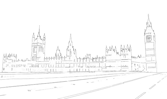 westminster palace or british parliament sketch