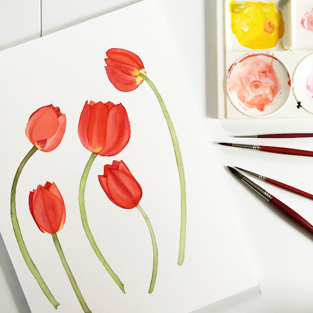 watercolor, painting, tulips, failed paintings, Anne Butera, My Giant Strawberry