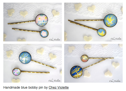 blue bobby hair pin by chez violette