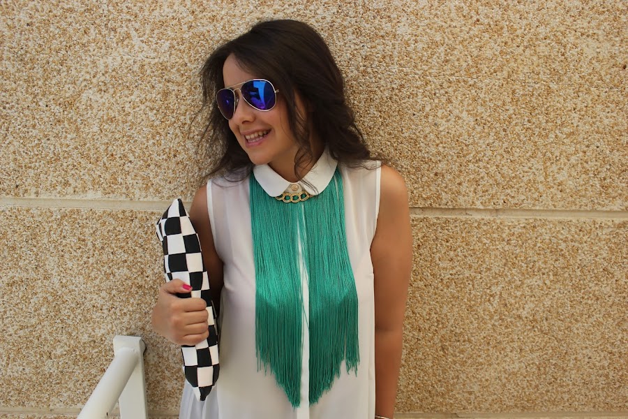 DIY Collar de flecos verde esmeralda / DIY How to make a Fringed Necklace