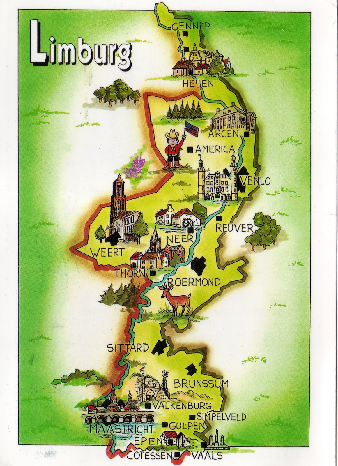 Postcards & Stamps Diary Map of Limburg