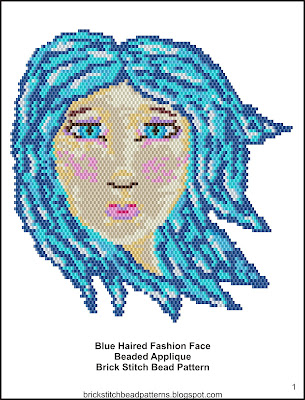 Free brick stitch seed bead applique pattern color chart.