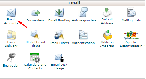 Search menu email dan klik E-mail Accounts