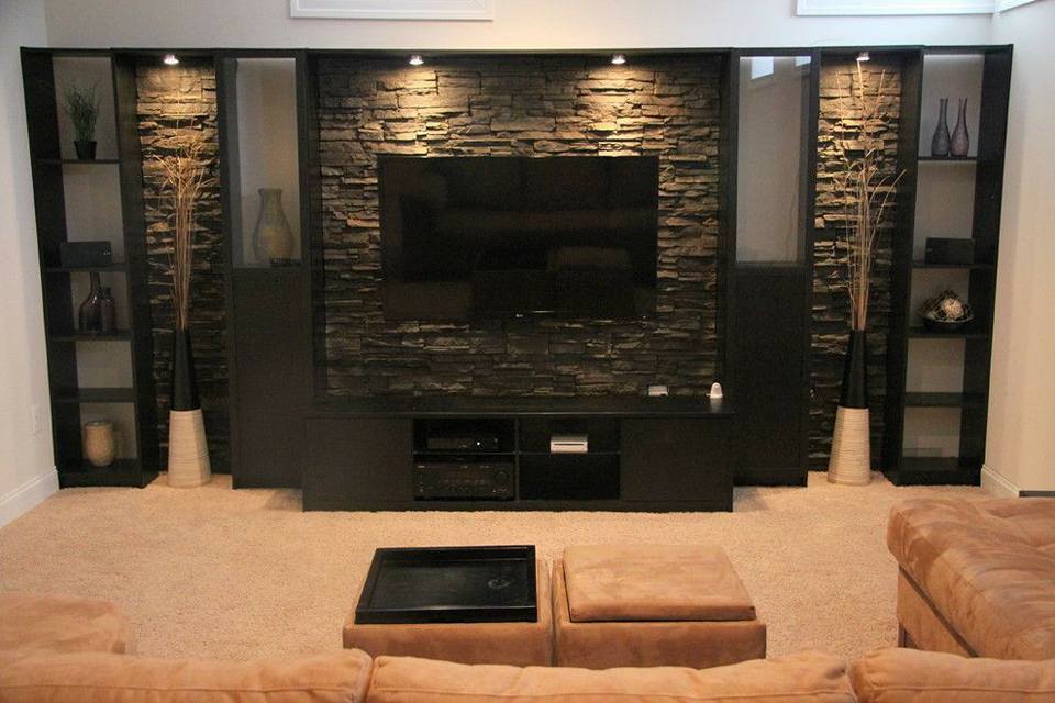 Modern Wall Covering with Brick Stones For TV Units Decor Units