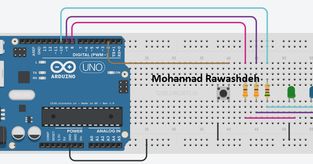 Arduino One Button control Multi LEDs M.B Raw
