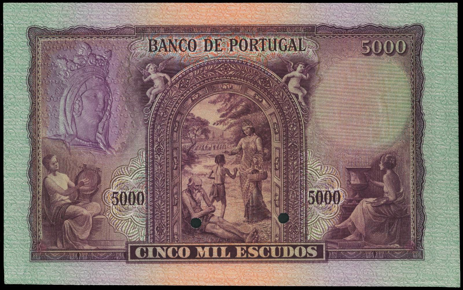 Portugal 5000 Portuguese Escudos banknote 1942