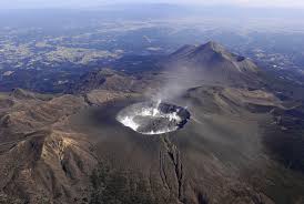 The volcano, located at the borders of Kagoshima and Miyazaki prefectures