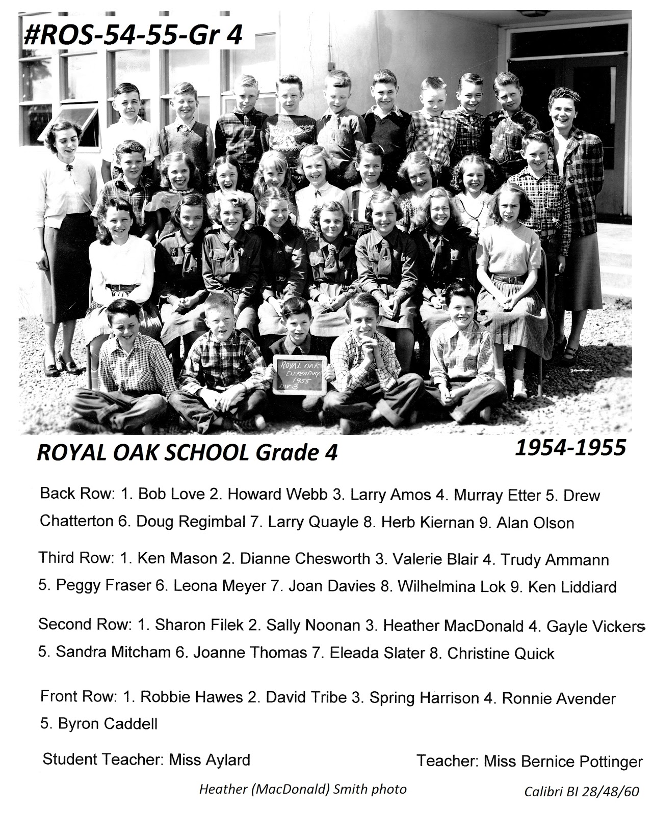 Royal Oak School Yard Class photos from the "1952" Royal Oak School.