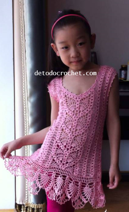 quemado Ananiver Encadenar Patrones Crochet de Hermoso Vestido de Niñas Diseño Piñas