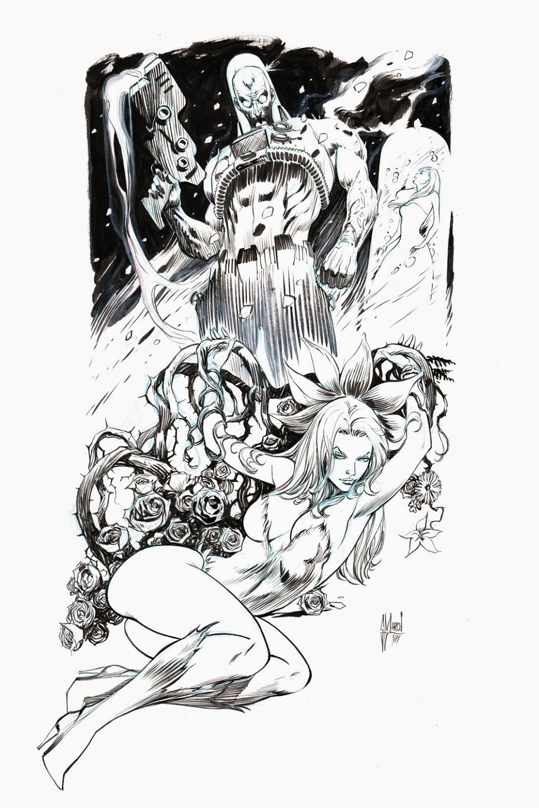 POISON IVY + MR FREEZE commission by Guillem March